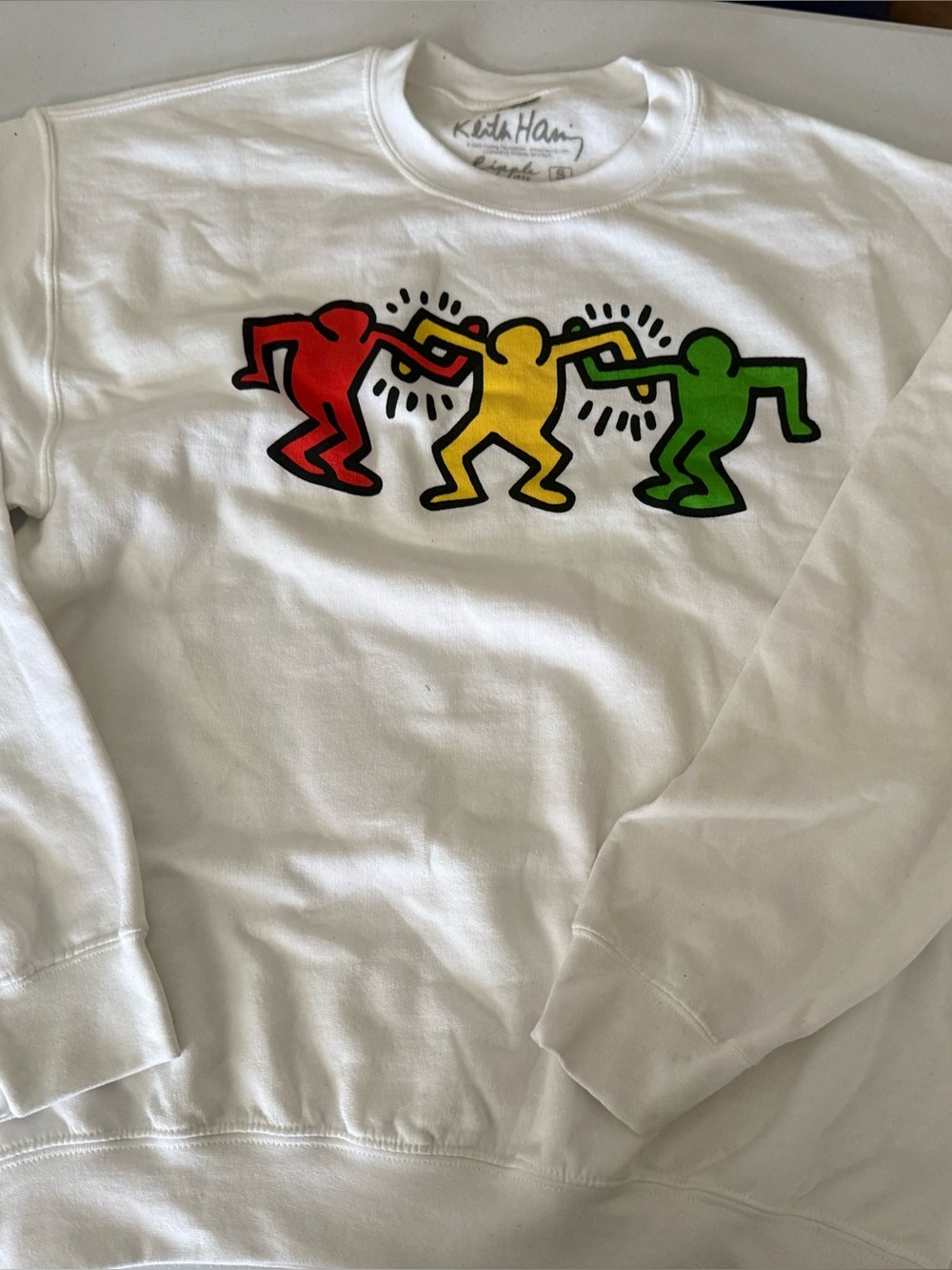KEITH HARING Sweatshirt Small DANCING PEOPLE RAZE Long Sleeve Pullover Ripple